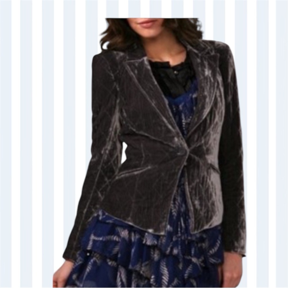 REBECCA TAYLOR Crushed Velvet Quilted Jacket